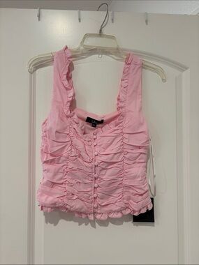 NEW Lulu's Pastel Pink Ruched Ruffle Camisole